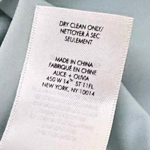 Alice + Olivia Silk Wrap Dress Sz 8 Icy Blue Flutter Sleeve High Low 90s Grunge - Picture 11 of 11